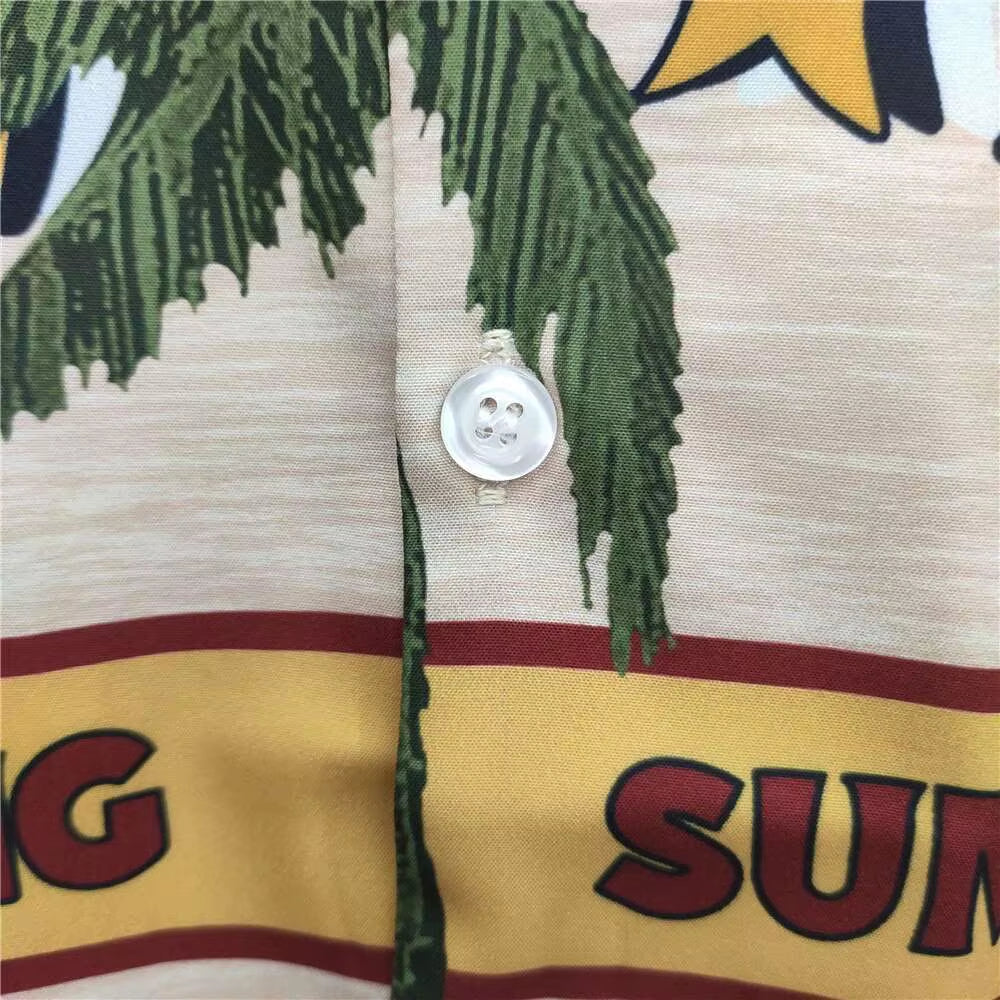 Summer Trend Fashion Hawaii Short Sleeve Shirt Men Coconut Tree Print Shirt Lapel Comfortable Man Shirt Homme Camisetas Hombre